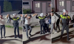 Trafik Polisi Halay Çekti, Ortaya Böyle Renkli Görüntüler Çıktı