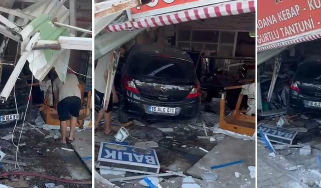Otomobilin Kontrolünü Kaybeden Sürücü Lokantaya Daldı