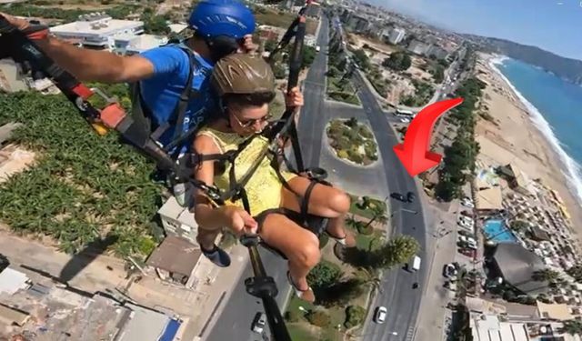 Alanya'da Trafik Kazası Yamaç Paraşütü Kamerasına Takıldı