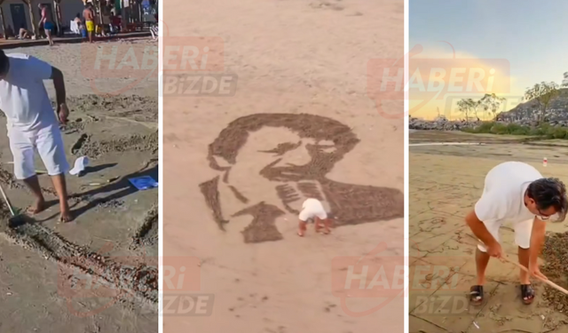 İranlı Heykeltıraş Müslüm Gürses’in Dev Potresini Alanya Sahiline Çizdi