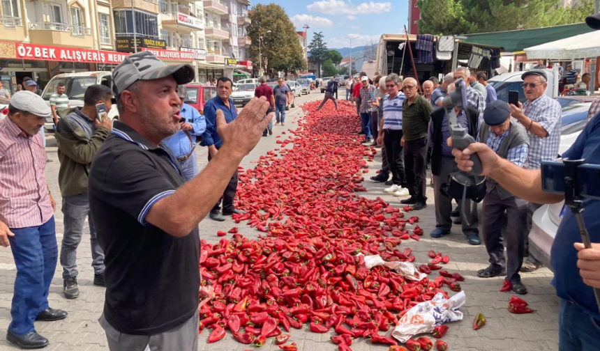 Kapya Biber Üreticisi, Ürünlerini Yola Dökerek Tepki Gösterdi