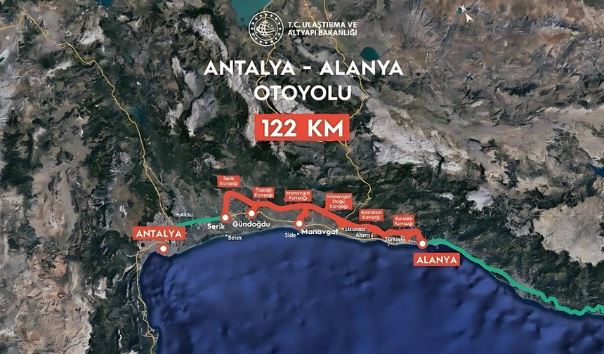 Antalya-Alanya Otoyolunun Detayları Belli Oldu: 7 Kavşak, 8 Tünel Yapılacak