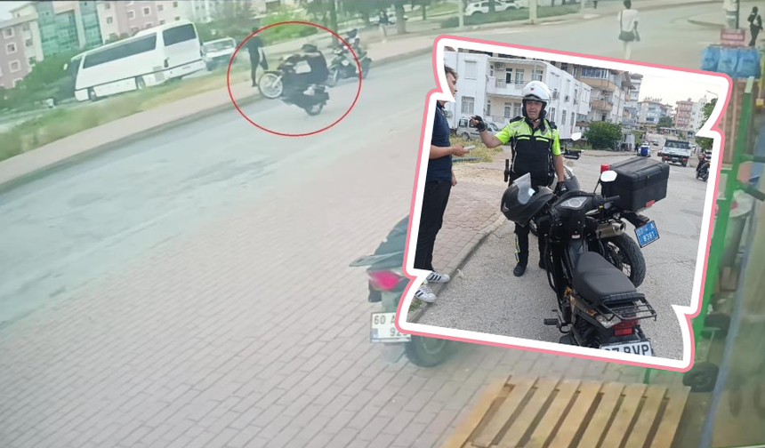 Polisin Önünde Akrobatik Hareketler Yapan Motosiklet Sürücüsü Hayatının Şokunu Yaşadı