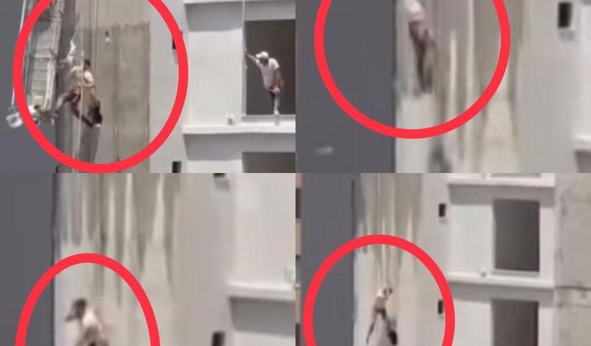 İskele Halatı Koptu, İşçi Son Anda Kurtuldu!